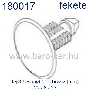 180017 KÁRPITPATENT FEKETE 8X22mm. UNIVERZÁLIS