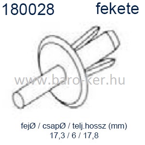 180028 KÁRPITPATENT FEKETE 6mm FIAT,UNIVERZÁLIS