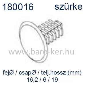 180016 KÁRPITPATENT SZÜRKE 6.5X16mm UNIVERZÁLIS